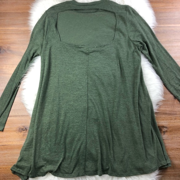Free People | Green Long Sleeve Open Back Dress M - Picture 2 of 7